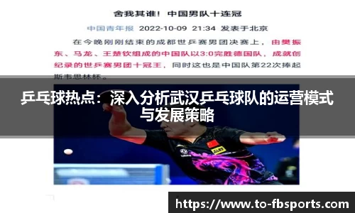 乒乓球热点：深入分析武汉乒乓球队的运营模式与发展策略
